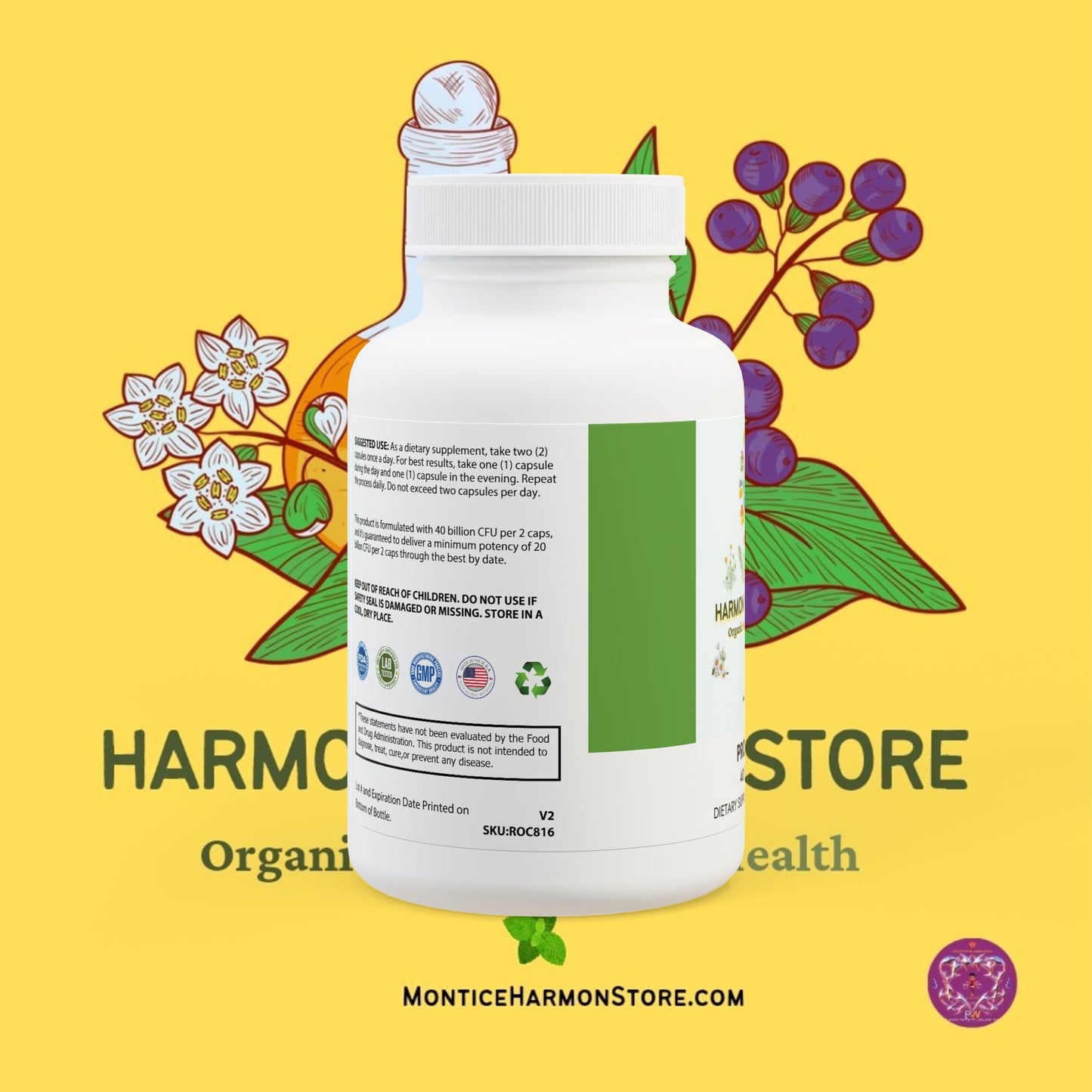 Harmon Herbal Probiotics Supplement (60 Capsules)