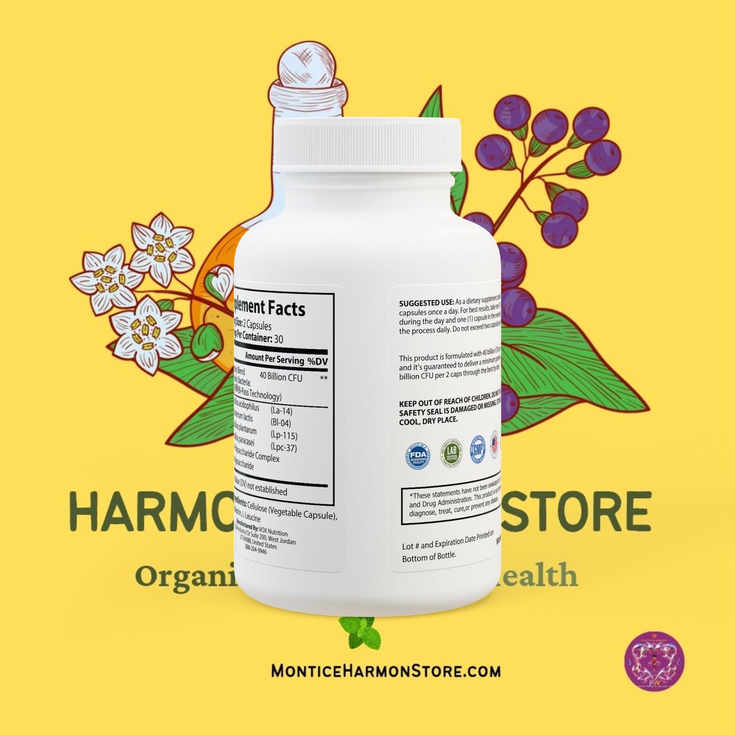 Harmon Herbal Probiotics Supplement (60 Capsules)