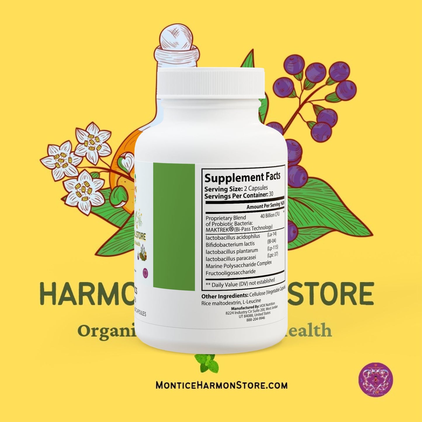 Harmon Herbal Probiotics Supplement (60 Capsules)